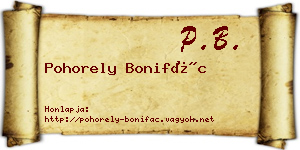 Pohorely Bonifác névjegykártya